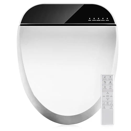 Combier round electric bidet toilet seat with soft close lid and remote