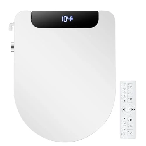 IYTATA 102D round bidet toilet seat with slow close lid and wireless remote